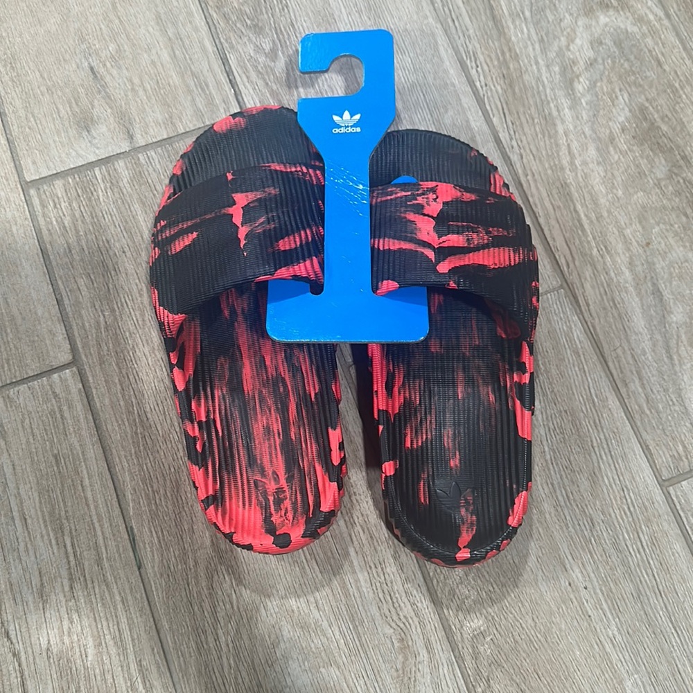 Brand New! Adidas Adilette 22 Slides 'Bright Red Black' | Men's Size 8